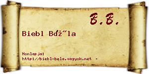 Biebl Béla névjegykártya